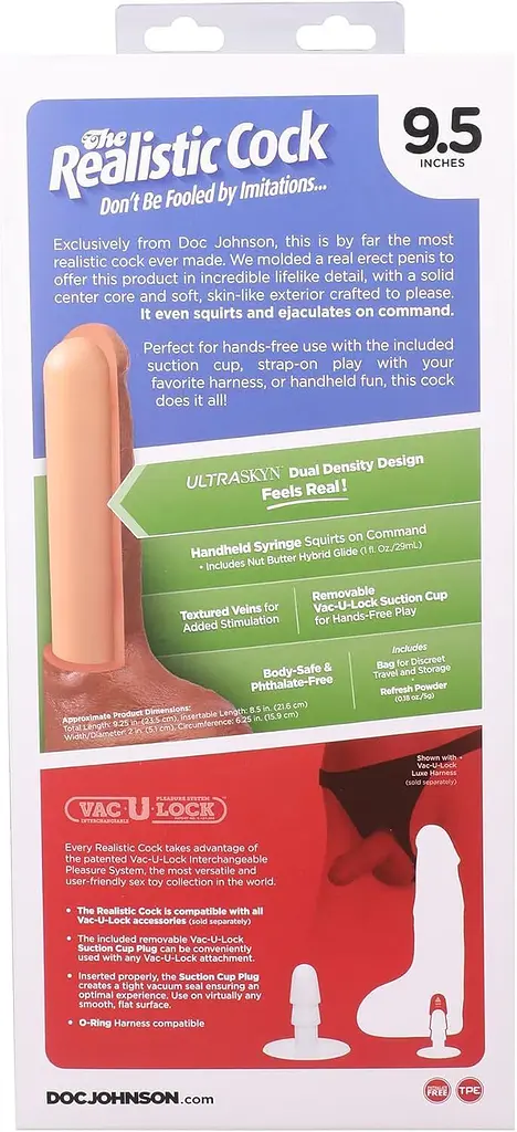 Фалоімітатор, що кінчає Doc Johnson The Realistic Cock ULTRASKYN Squirting 9.5 Inch, 21.6 см - фото 10