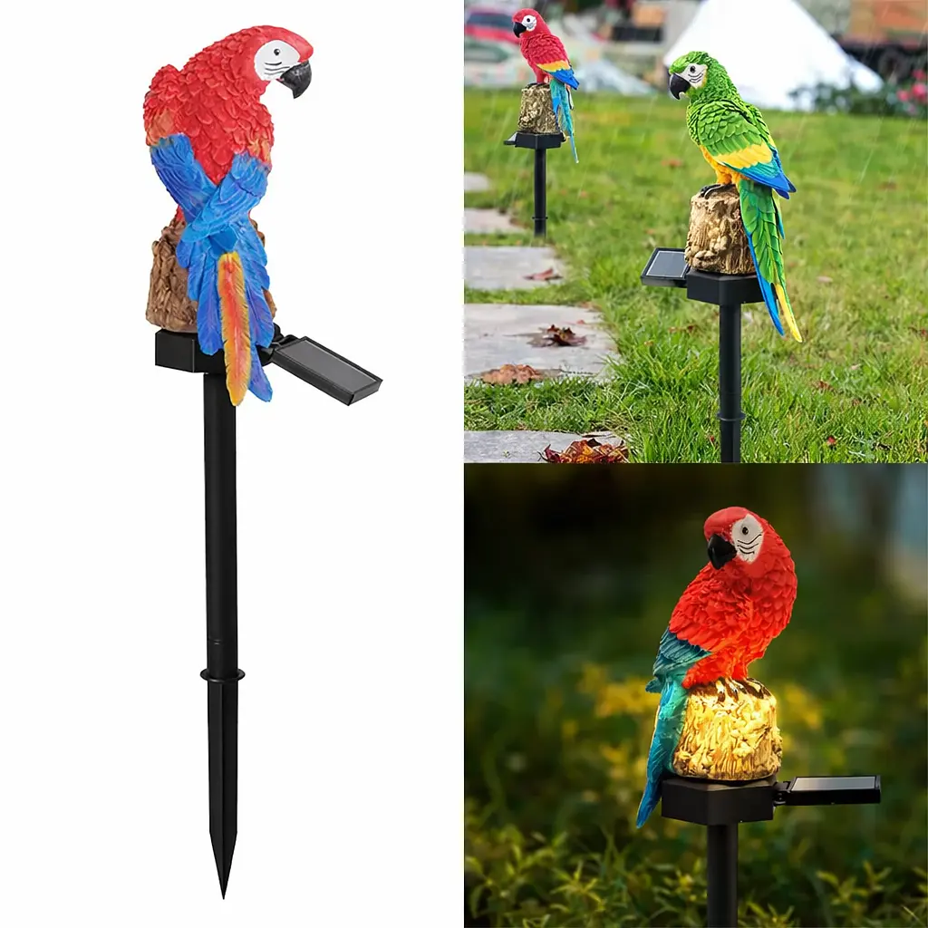 Ліхтар садовий SOLAR PARROT / Світильник для саду Папуга на сонячній батареї