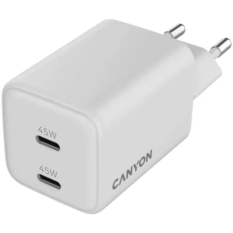 Зарядний пристрій Canyon CU45CC GaN 45W 2xPD EU White (CNS-CUW45CC) - фото 4