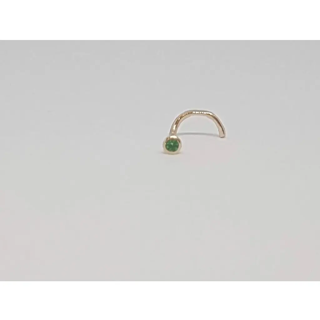 Золотая серьга-пирсинг в нос Dear с фианитом.1024.1 Зеленый - фото 3