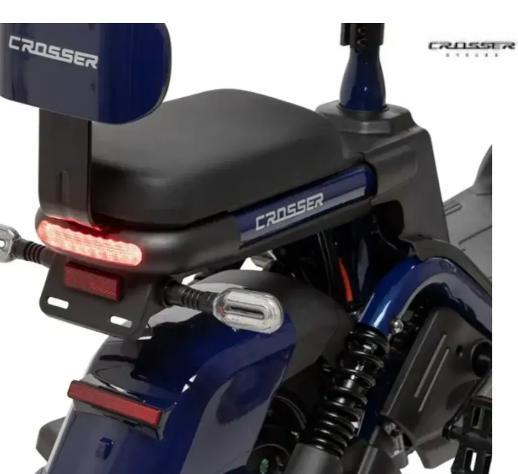 Электроскутер Двухместный Crosser CR2 (800W, 60V, 24Ah, графеновый АБК) Синий - фото 13