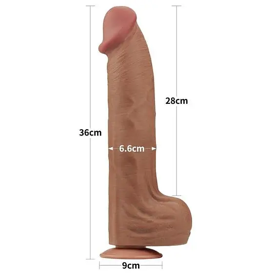 Фалоімітатор - Sliding-Skin Dual Layer Dong 14" Brown - фото 3