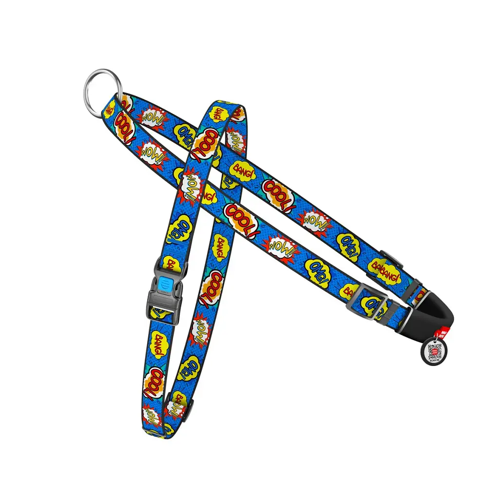 Шлея для собак WAUDOG Nylon з QR-паспортом "ВАУ" S (5463)