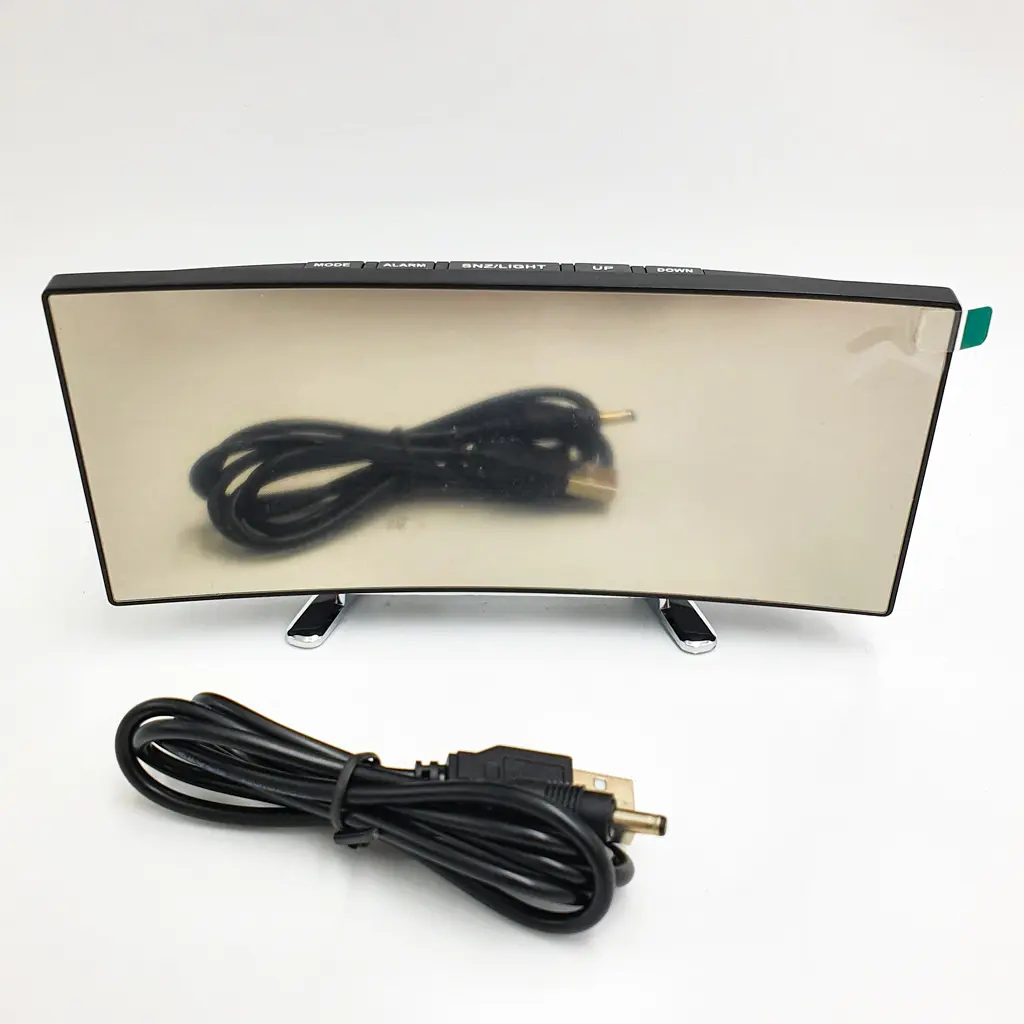 Дзеркальний електронний LED годинник настільний з вигнутим екраном від USB UKC DT-6507 чорний - фото 5