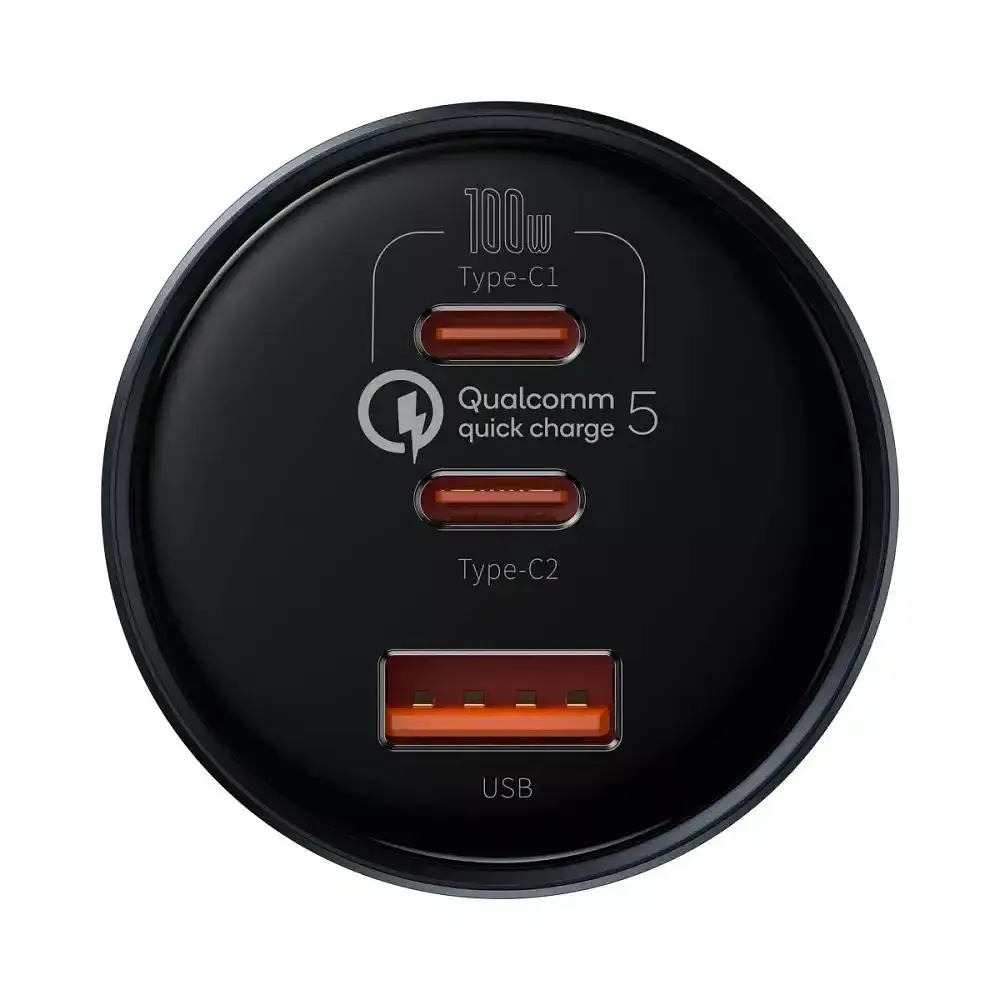 АЗУ Baseus Qualcomm Quick Charge 5 Technology Multi-Port Fast 100W USB+2Type-C+Cable Type-C TZCCZM-0G Black - фото 4