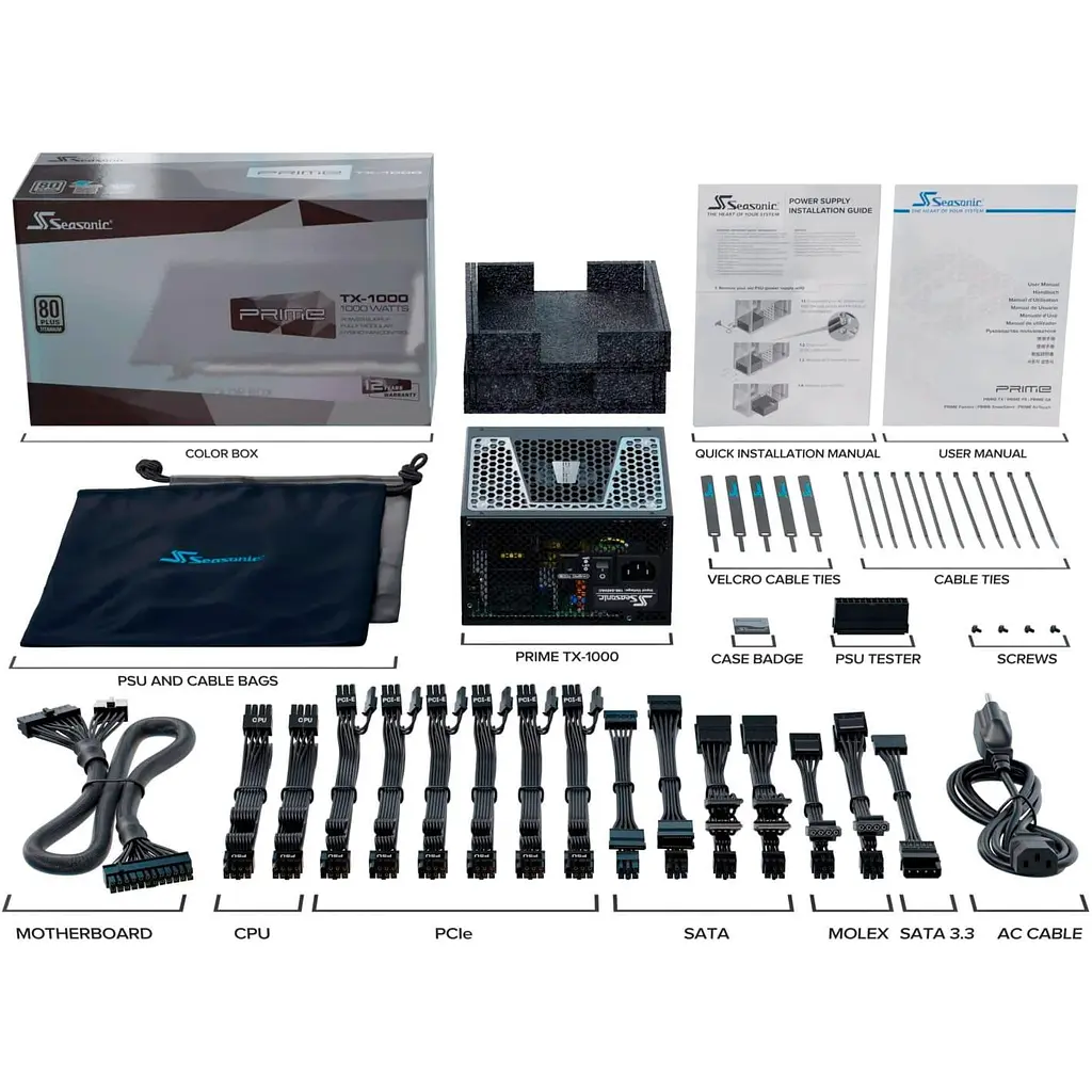 Блок живлення Seasonic Prime TX-1000W 80+ Titanium (PRIME TX-1000) - фото 9