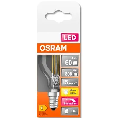 Лампочка Osram LED CL P60 DIM 6,5W/827 230V FIL E14 10x1 (4058075447875) - фото 5