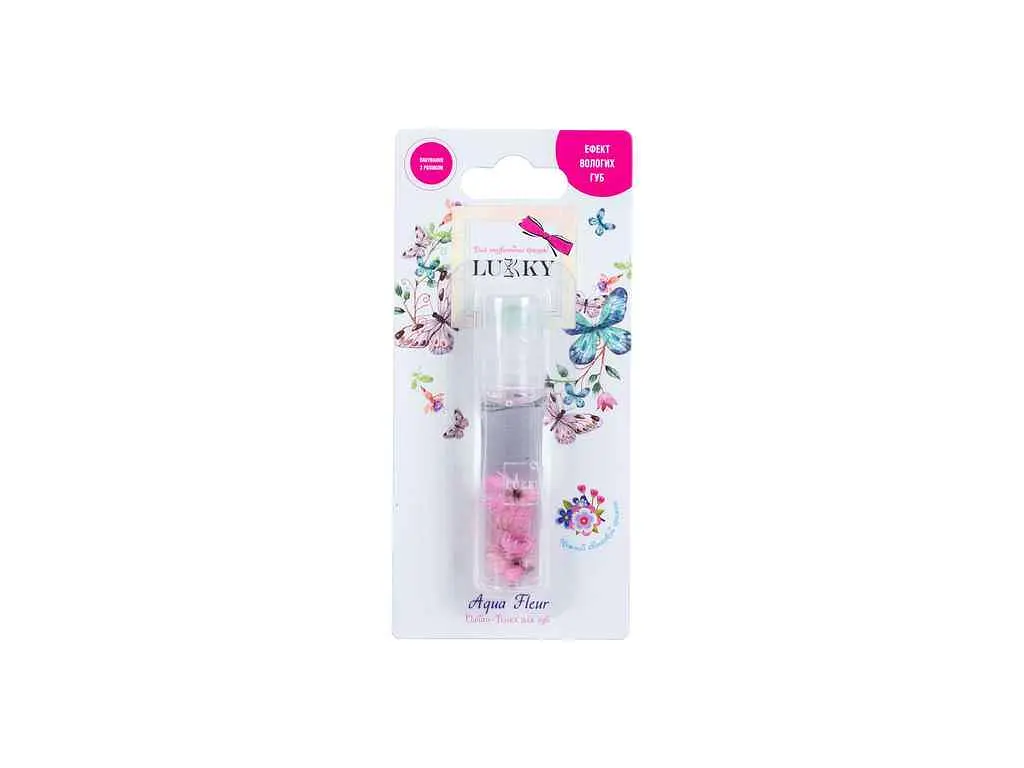Блиск для губ LUKKY олійка в ролику Aqua Fleur з рожевими квітами T22004
