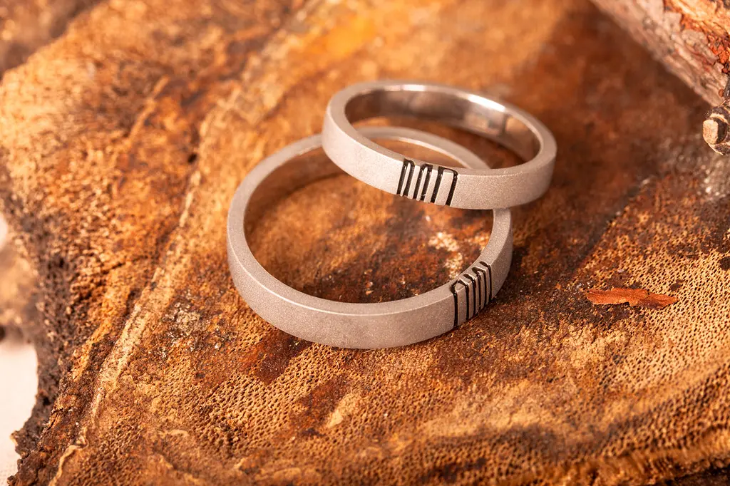 Пара обручальних кілець з білого золота 14.5 OK-0018 - фото 4