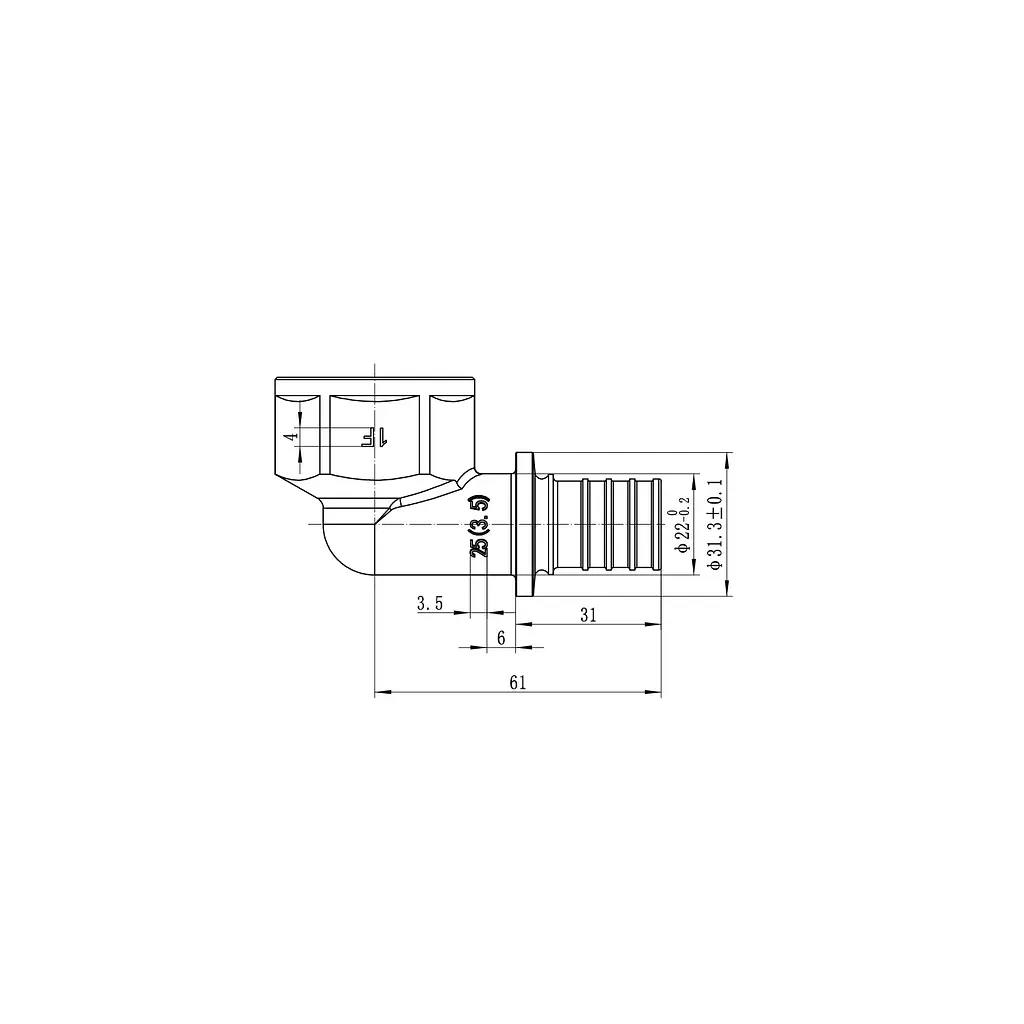 Кутник перехідний з ВР Koer Ka.L10F-25 - 25(3.5mm) x 1"F KR4879 - фото 4