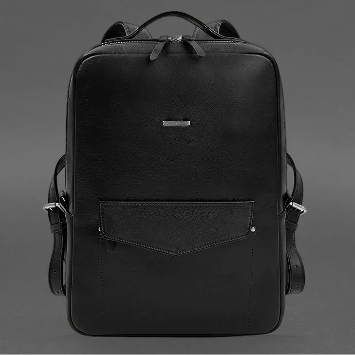 Шкіряний рюкзак на блискавці Cooper maxi чорний - фото 6