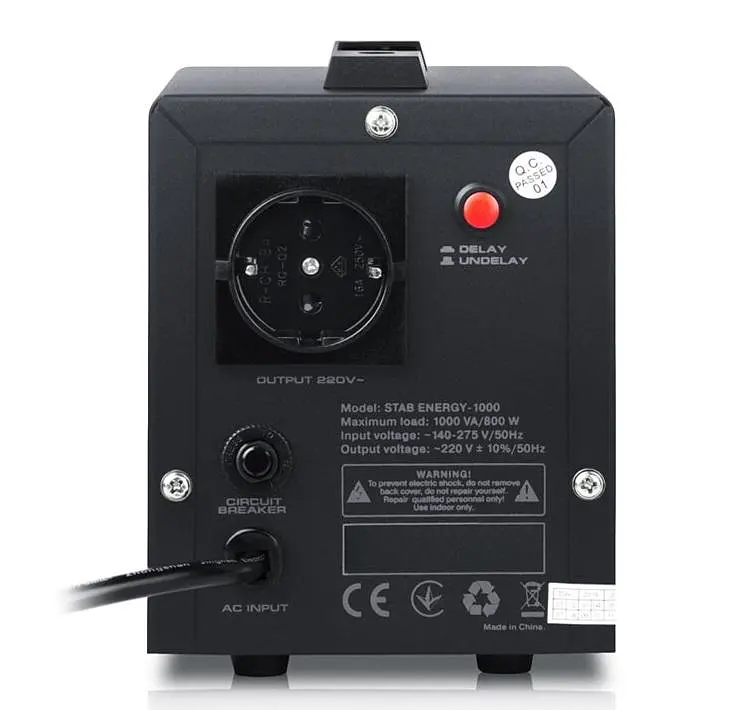Стабилизатор напряжения Real-EL Stab Energy-1000 Black 800 Вт (EL122400012) - фото 3