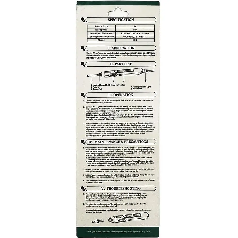 Паяльник WEP 947 USB портативный с подставкой (питание от USB 5V, 9W, t 500 гр C) - фото 7