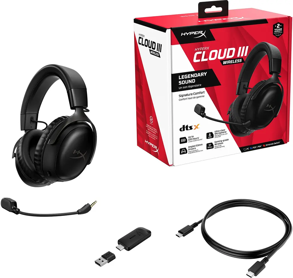 Гарнітура HyperX ігрова Cloud III WL/USB-A/USB-C чорний (77Z45AA) - фото 8
