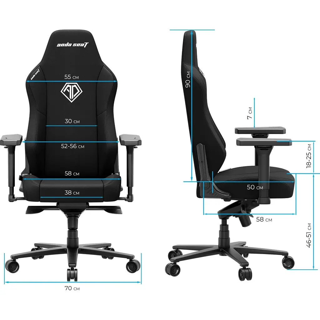 Геймерское кресло Anda Seat Phantom 3 XL Fabric Black [AD18XL-52-B-F-B01] [148758] - фото 9