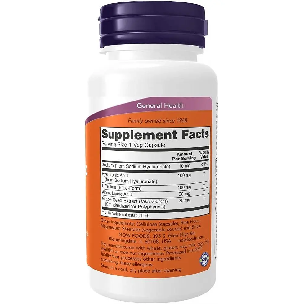 Гіалуронова кислота Now Foods 100 мг 60 гелевих капсул - фото 2