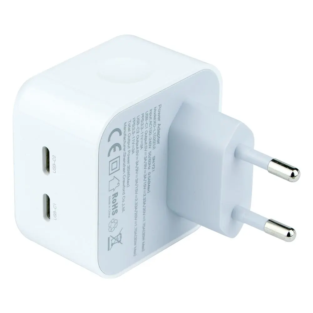 Мережевий зарядний пристрій XO L102 EU Dual Type-C Port 35W (33607-01_321) - фото 4