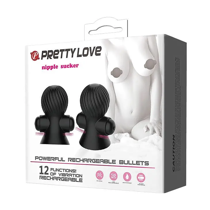 Помпы для сосков с вибрацией Pretty Love Nipple Suckers 7.2 см черный - фото 8