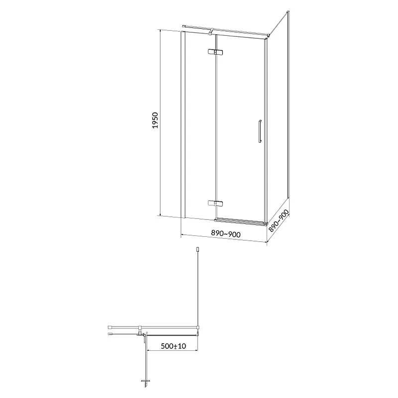 Душова кабіна Cersanit Jota кутова 900x900x195 L прозоре скло S160-001, Ліва, прозорий, хром - фото 2