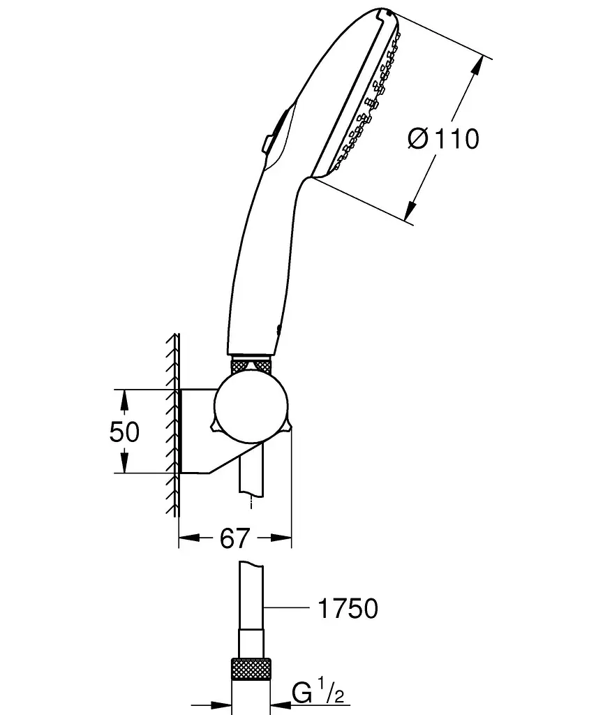 Душовий гарнітур Grohe Tempesta 2 режими струменя 110 27601003, Хром - фото 8