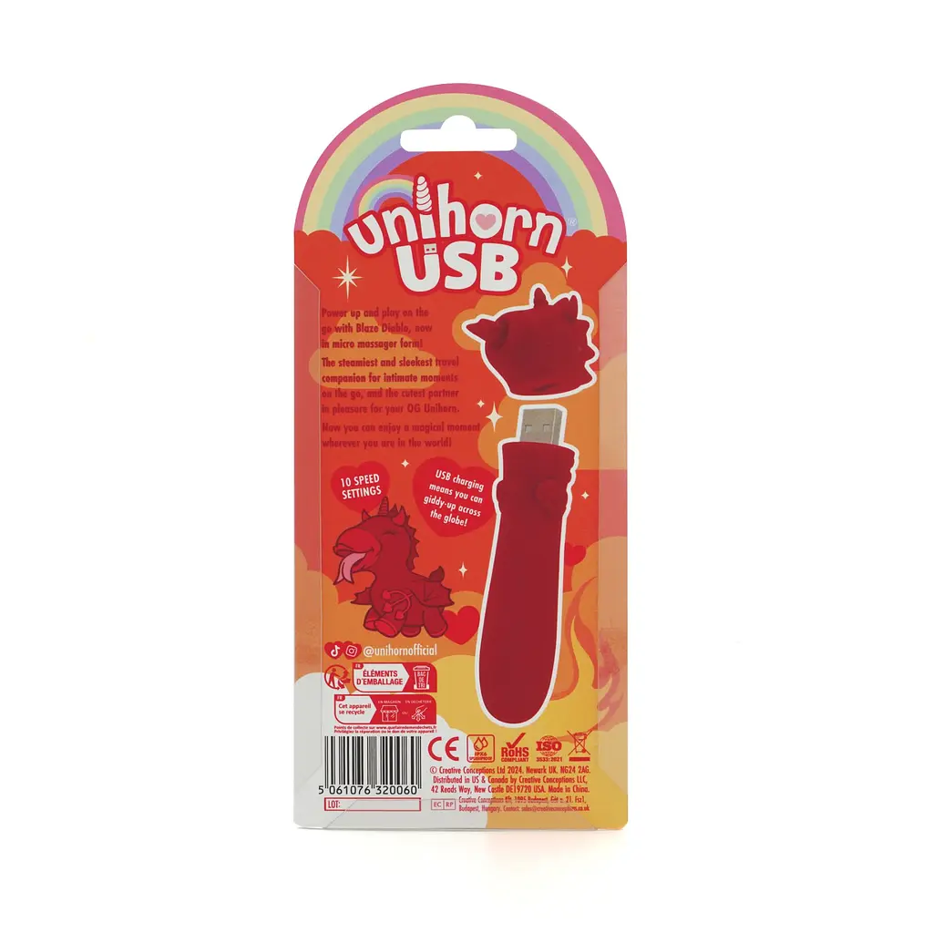 Вібратор-єдиноріжка Unihorn USB Bullet - Blaze Diablo віброкуля, USB-зарядка, 10 режимів - фото 5