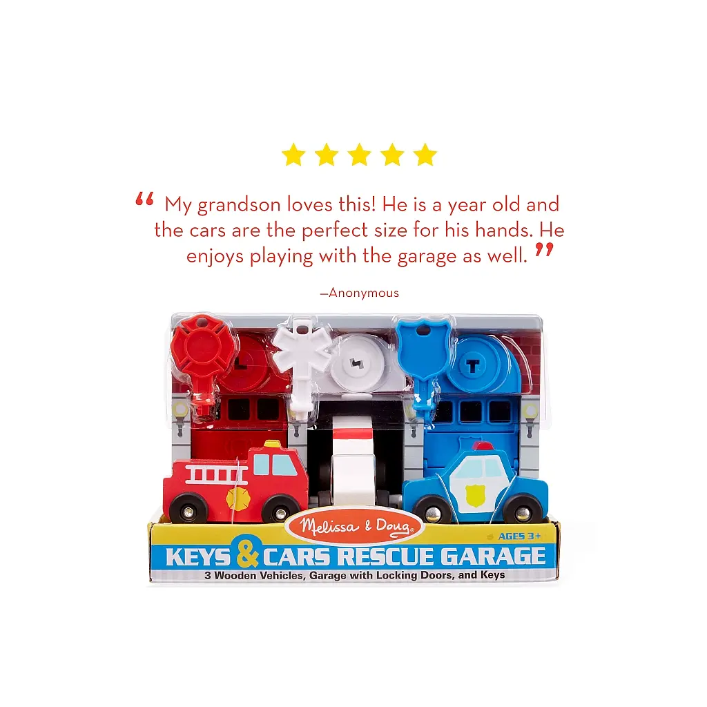 Игровой набор Melissa&Doug Деревянный гараж спасательных машин с ключами (MD4607) - фото 4