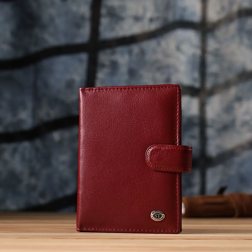 Стильна обкладинка на документи для жінок з натуральної шкіри ST Leather 23117 бордова - фото 9
