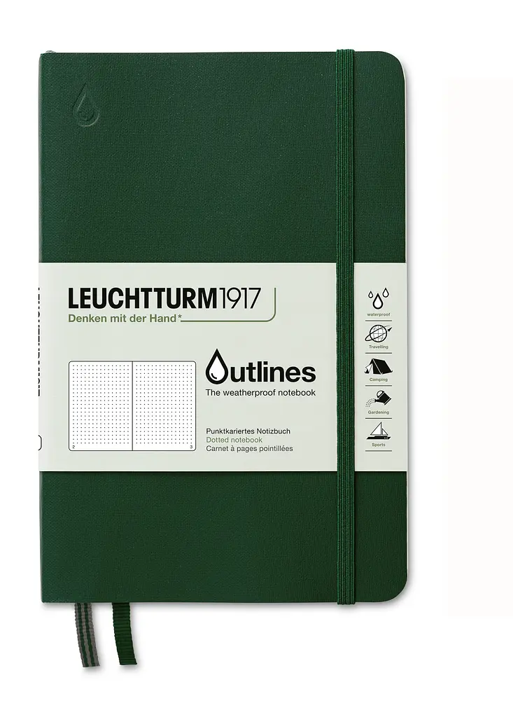 Блокнот Leuchtturm1917 Outlines, Paperback (B6+), Зелений, Крапка (363020)