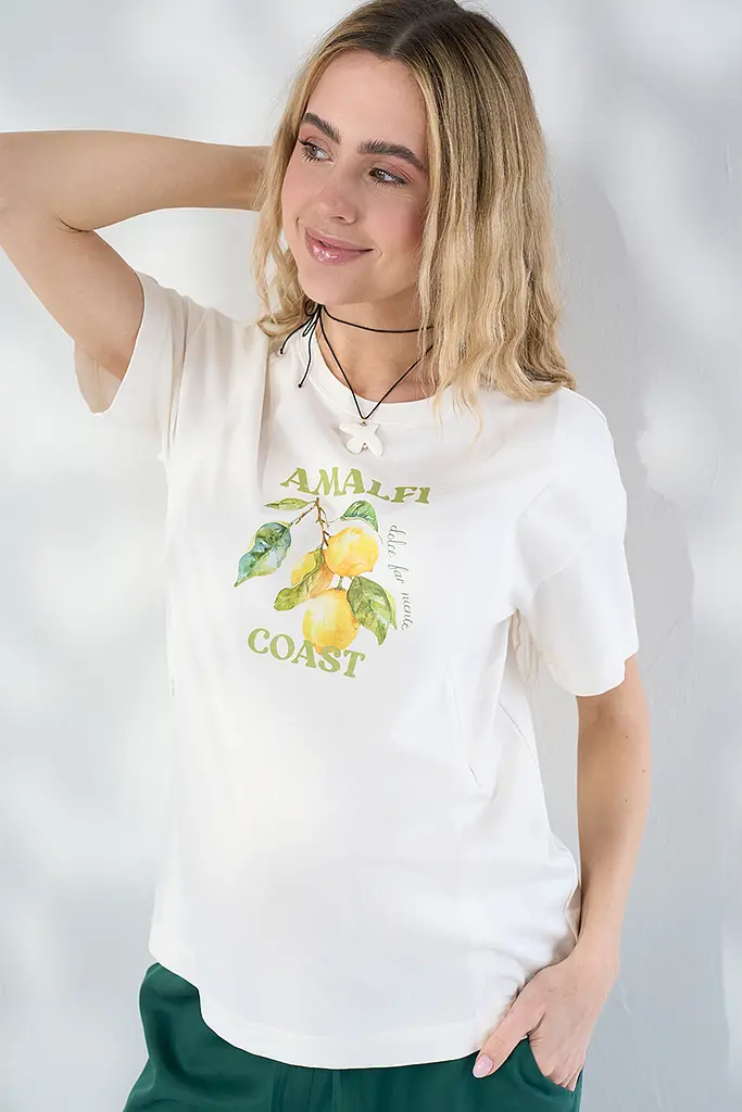 Футболка для вагітних та годуючих з блискавками для годування Dolce XL Юла Мама молочний - фото 5