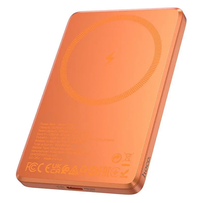 Універсальна мобільна батарея HOCO Joy PD magnetic fast charging power bank Q26 5000mAh |1Type-C, 20W/3A, PD/QC| помаранчевий
