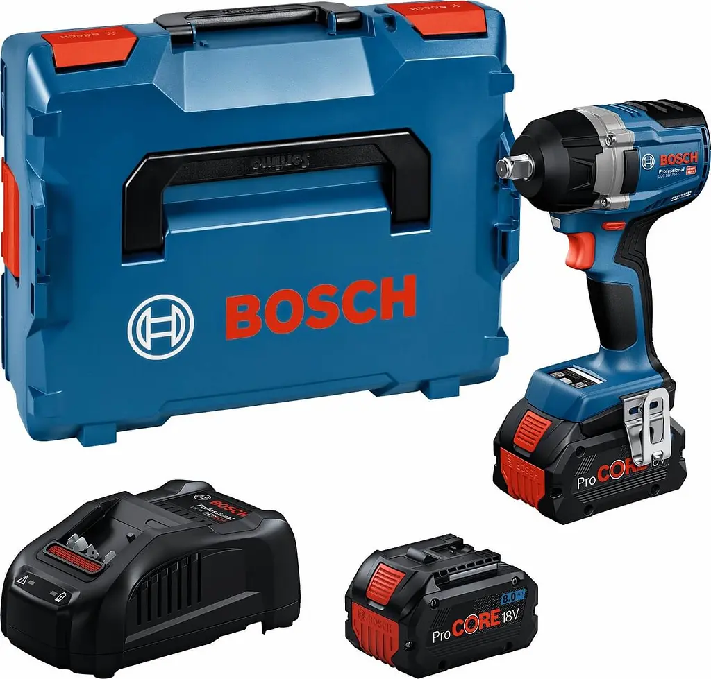 Акумуляторний ударний гайкокрут Bosch GDS 18V-750 C Professional з 2 акб ProCORE18V 8 Ah та з/п GAL 1880 CV, з модулем Bluetooth в L-BOXX 136