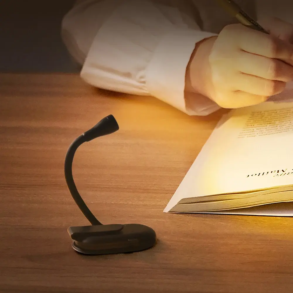 Ліхтарик-закладка для читання книг LED на кліпсі LJC-182 чорний — заряд до 10 годин - фото 10
