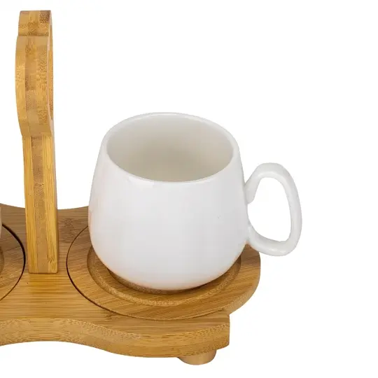 Набір чашок Elisey Дует з бамбуковою підставкою 230 мл 17 см (9184-007)       - фото 6