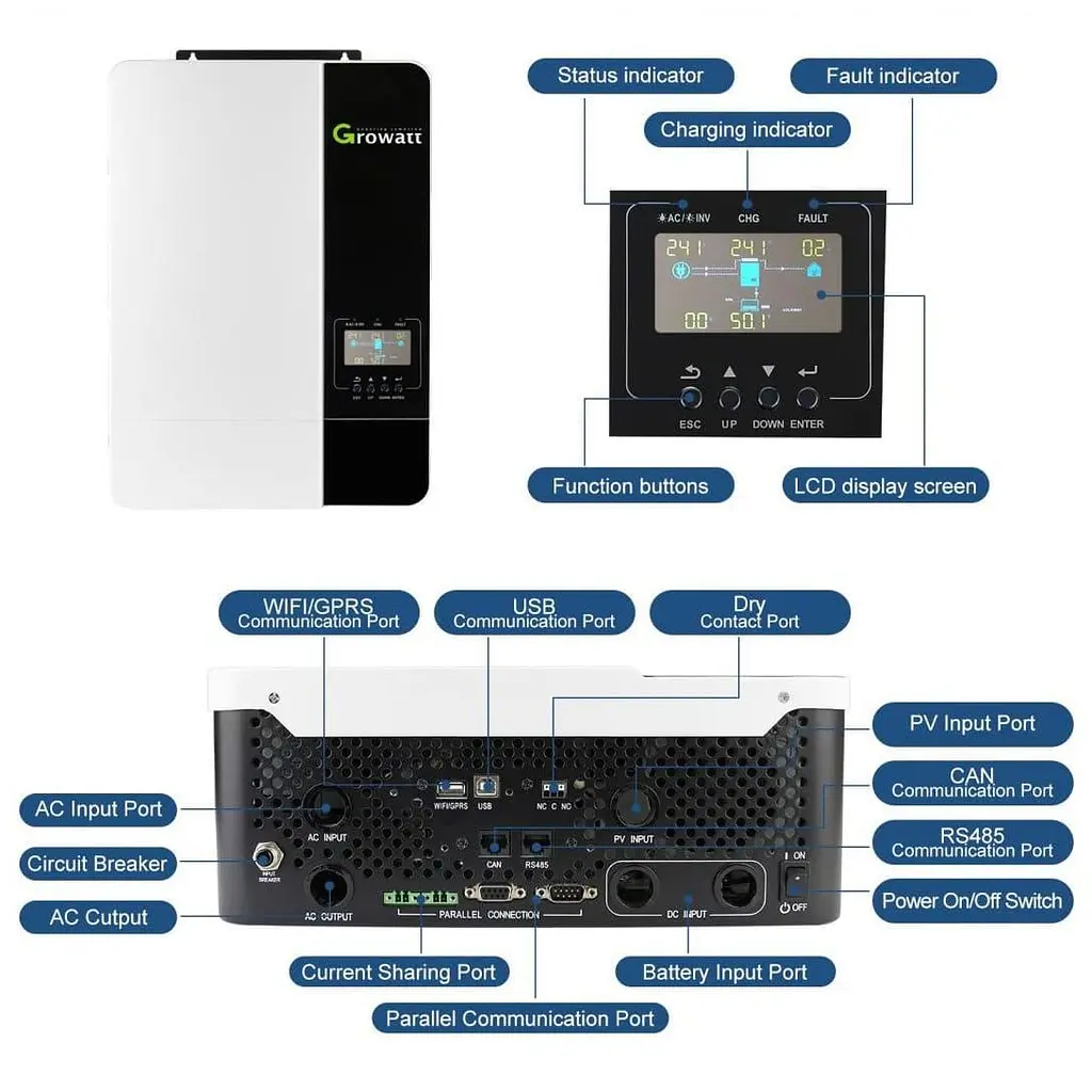 Інвертор Growatt 5000 Вт (SPF5000ES) - фото 5