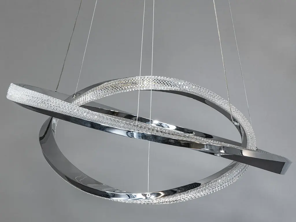 Люстра стельова LED Diasha D2486-800+600HR, 100W, хром, діаметр 80 см, сучасний стиль для дому - фото 3