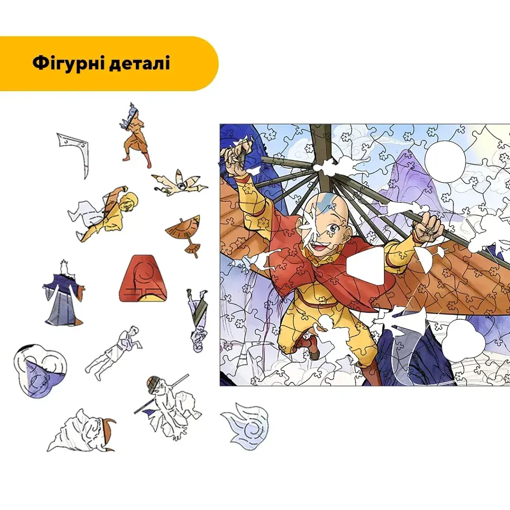 Дерев'яний фігурний пазл puzzlean Володар Повітря, А3, Дерев'яна коробка 200 елементів - фото 3