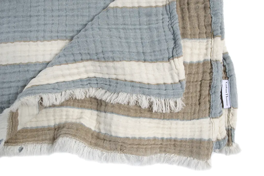 Рушник Lotus Home - Milana muslin lead blue-khaki 80x160 - фото 4