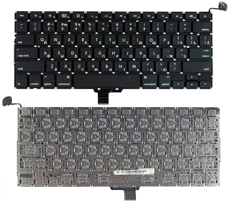Клавіатура для ноутбука Apple MacBook Pro (A1278) Black, (No Frame), RU (горизонтальний ентер) - фото 3