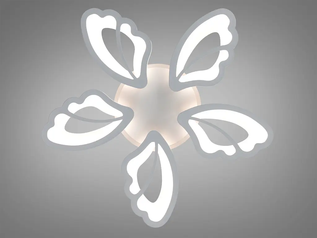 Стильна стельова LED-люстра для спальні та вітальні Diasha 8166/5WH біла, квітка, 80 Вт, 64 см, 10-16m2 - фото 3