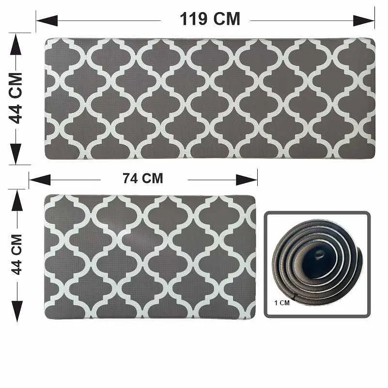 Коврики кухонные набор Lovely Svi 2 шт: 44x74 x1 см и 44 x119 x1см Серый    - фото 2