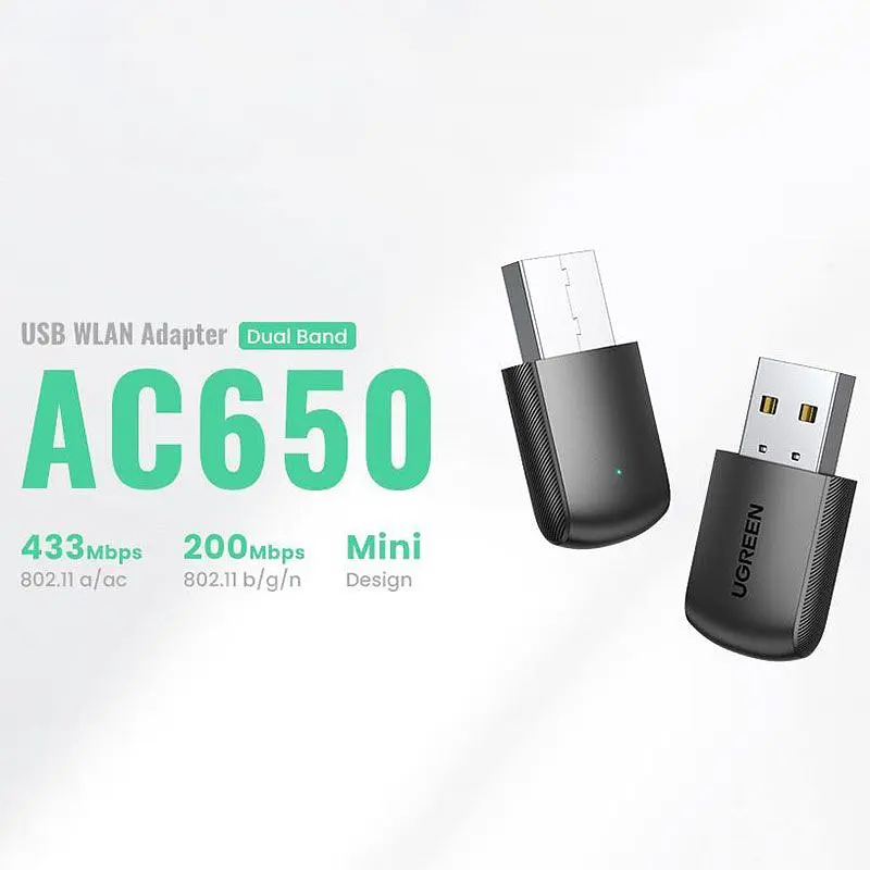 Адаптер WiFi AC650 11ac Dual-Band USB 2.0 (CM448) Ugreen (20204) - фото 2