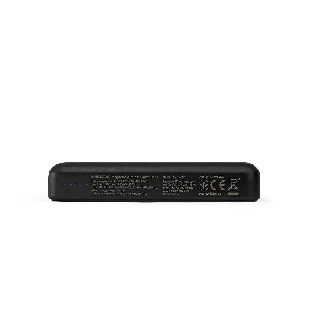 Повербанк с беспроводной зарядкой 10000mAh Videx VPB-331 PD20W Black (VPB-331-B) - фото 4