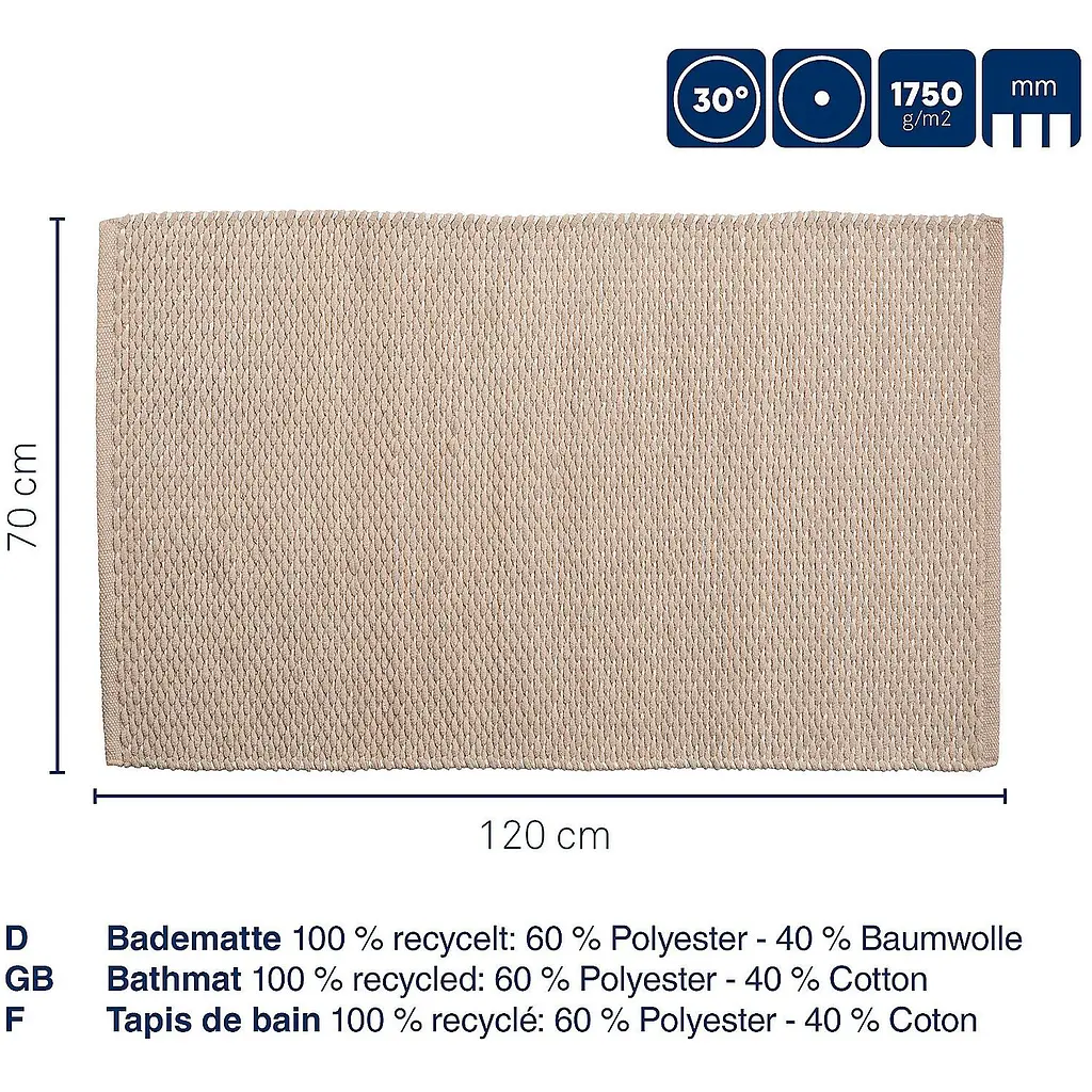 Коврик для ванной Kela Miu 120x70x1 см светло-розовый (24727) - фото 3