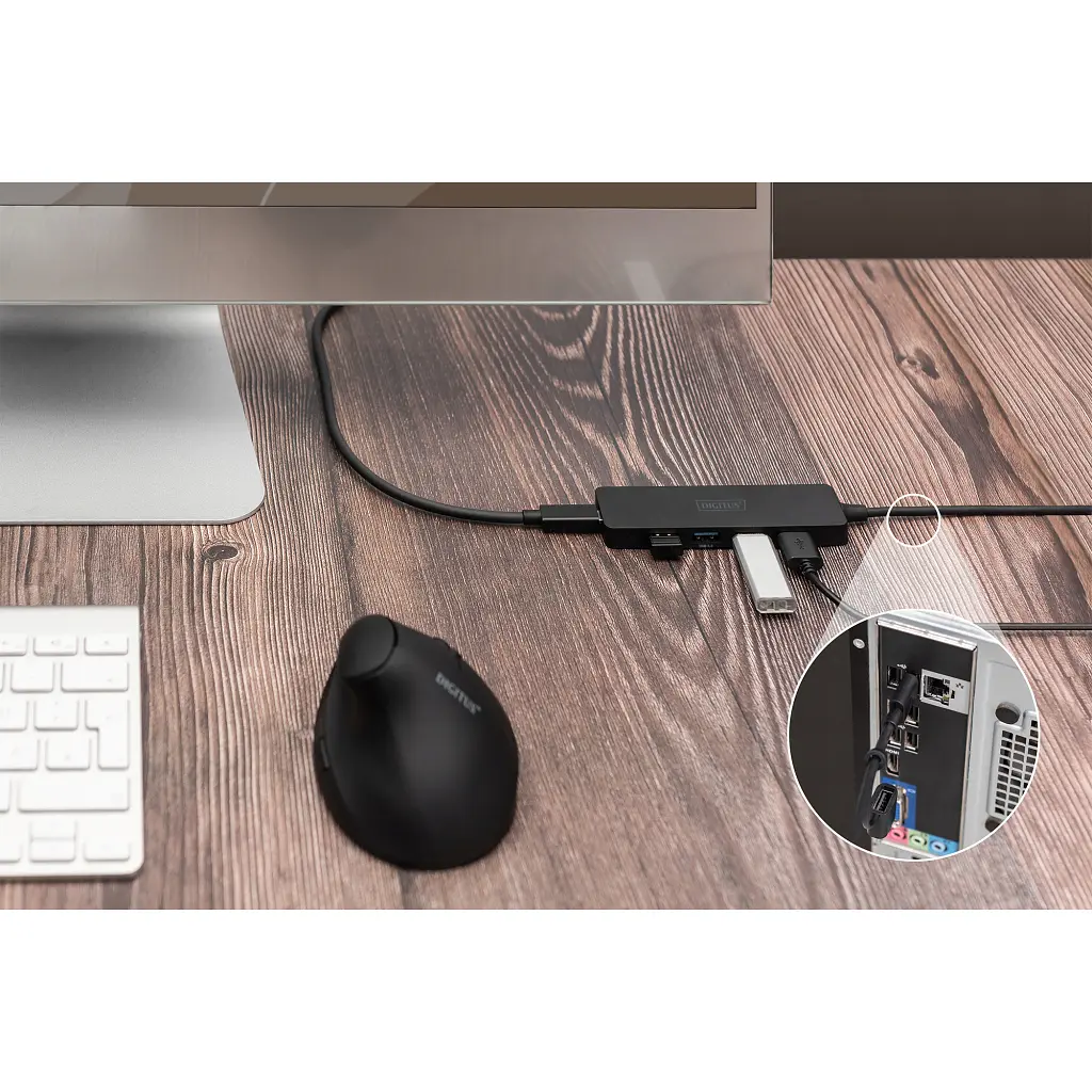 Концентратор Digitus USB-A and USB-C to 4xUSB 1x USB-C 1.2m Black (DA-70236) - фото 2