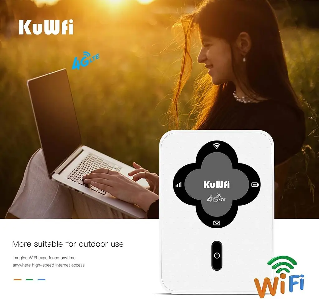 Мобільний маршрутизатор KuWFi WLAN з SIM-картою, 4G LTE бездротовий модем Pocket WiFi, 4G - фото 2