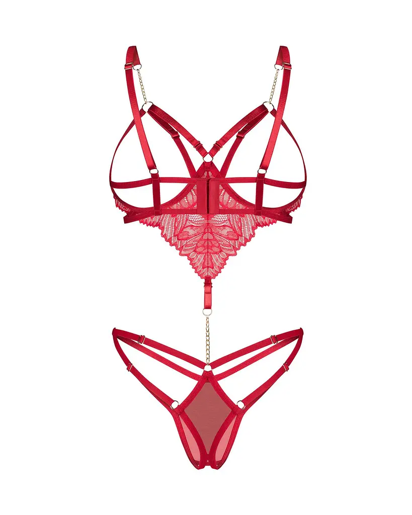 Боді Obsessive Matildea otwarte L/XL (червоний) - фото 8
