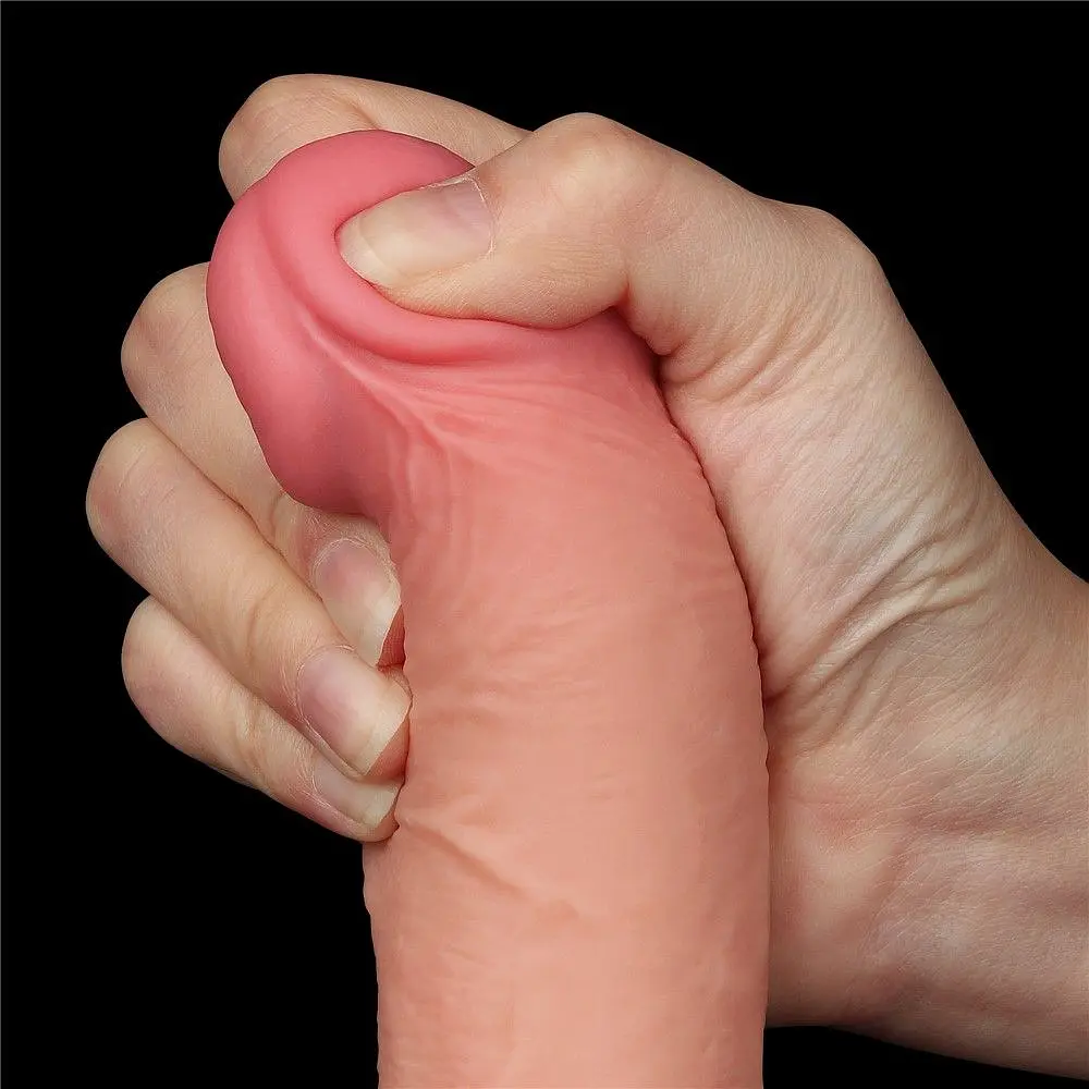 Фаломіметатор Sliding Skin Dual Layer Dong Flesh, 19.5 см (тілесний) - фото 12