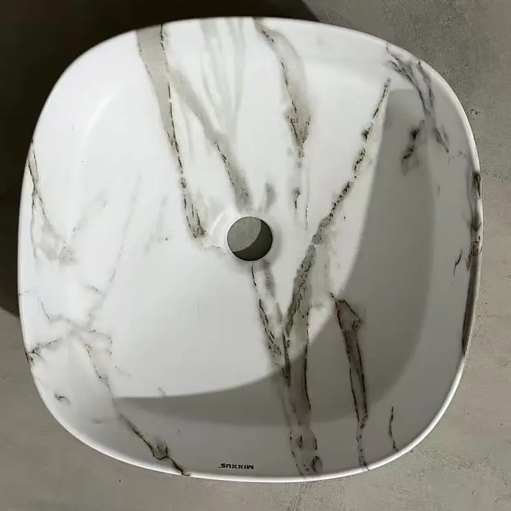 Умивальник накладний Mixxus Premium Diverse-0104 marble 370x370x135 мм MP6537, Мармур - фото 7