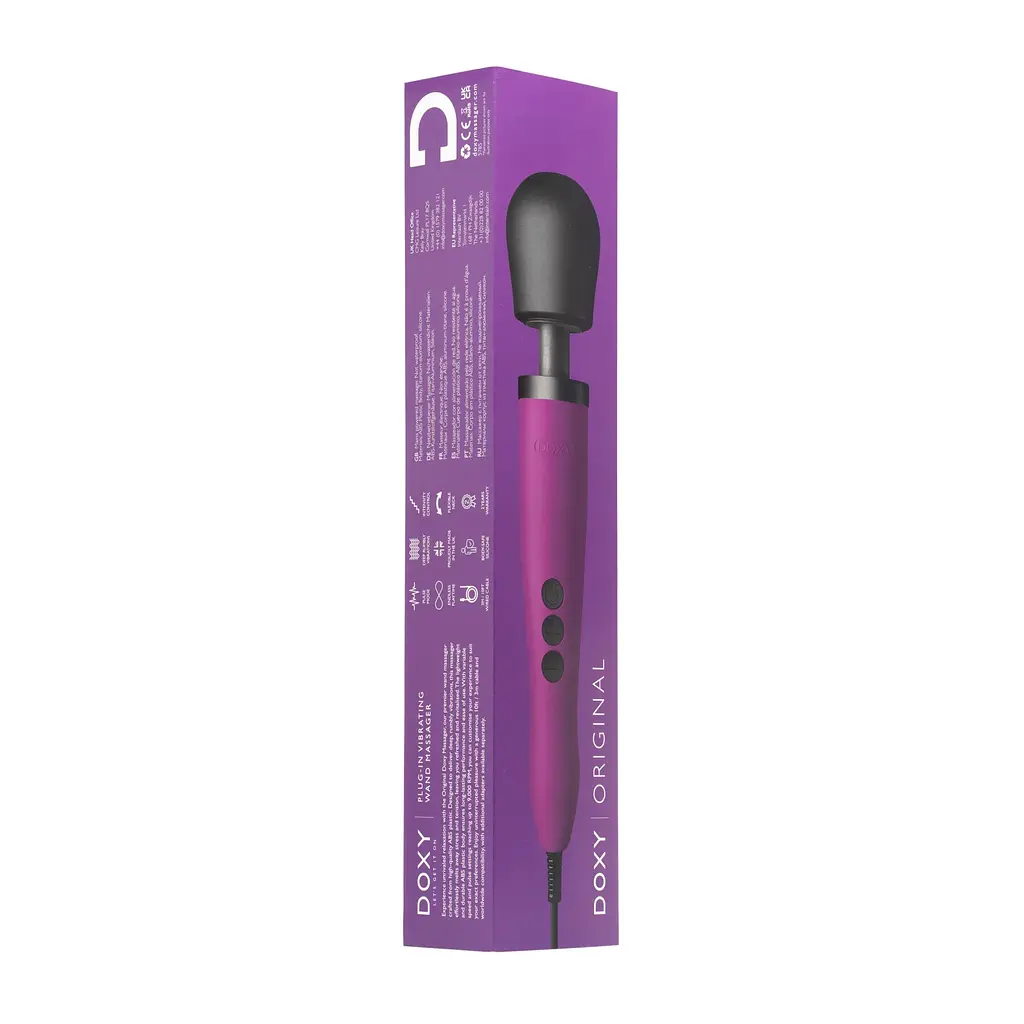 Вібромасажер DOXY Original Purple, дуже потужний, живлення 220В, пульсівні вібрації - фото 7