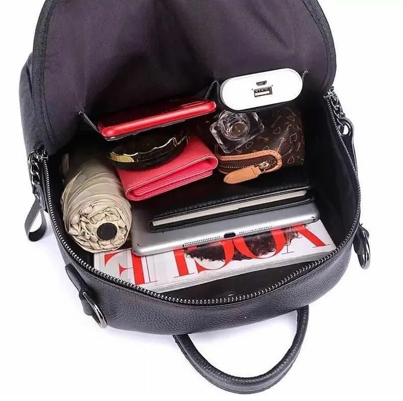 Жіночий шкіряний рюкзак міський чорний 73590 Tiding Bag - фото 6